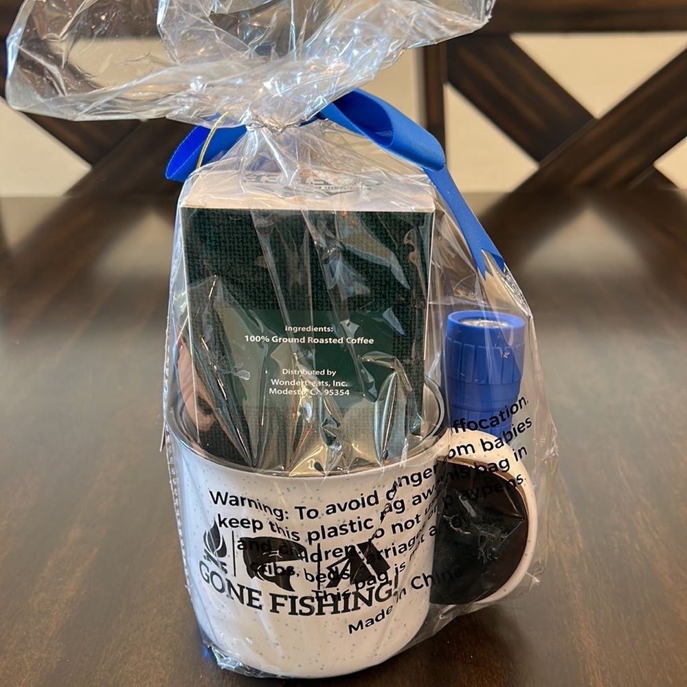 NEW “Gone Fishing” Coffee Mug with Coffee, Flashlight, Compass - Picture 3 of 5